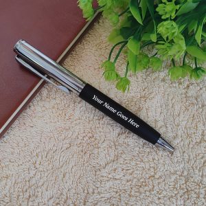 Personalized Metal Pen With Name Engraved (Black and Silver)