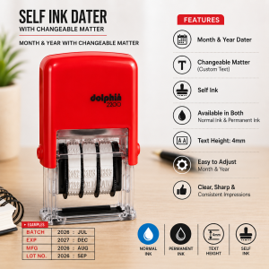 Self Ink Dater with Changeable Matter | Month & Year Dater for Batch, MFG & EXP Marking