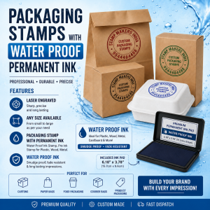 Packaging Stamps with Permanent Ink / Large Size Rubber Stamp for Packaging with Permanent Ink (Stamp Only. Ink Pad Sold Separately.)
