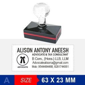 Advocate Stamp, Pre-ink Stamp for Tax consultants crystal Handle