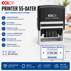 Colop Printer 55 Dater SELF Ink Stamp with Your Customized Matter / Bank Dater