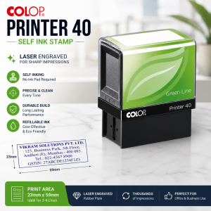 Self Ink Stamp – Colop Printer 40 (Laser Engraved, 23mm x 59mm)