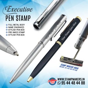 Name Engraved Pen Stamp, Pen with name and stamp / Full Metal Body