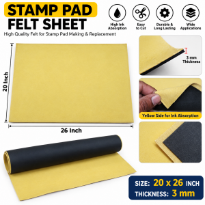 Stamp Pad Felt Sheet 3mm Thick, 20 x 26 Inch – Replacement Ink Absorbent Felt for Stamp Pads, Yellow Ink Absorbing Surface